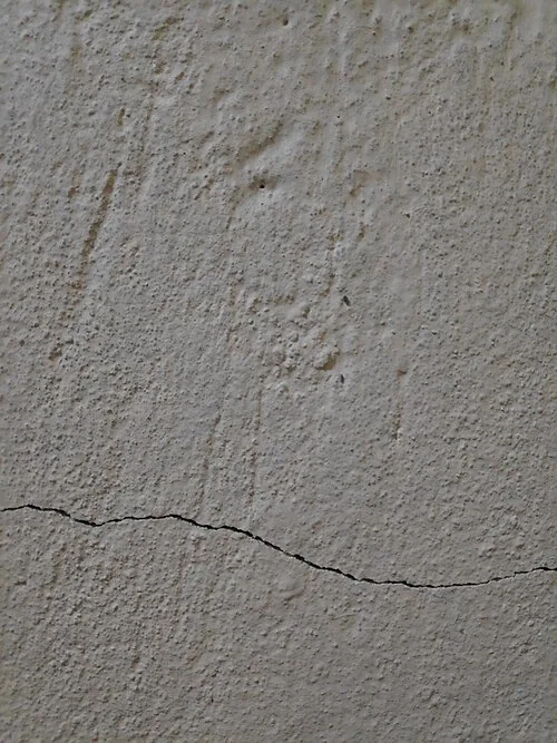 Exemple de mur fissuré, photographié hors d’Échenon